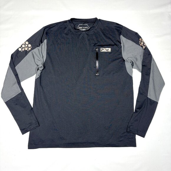 Pelagic Other - Pelagic Aeroflex Tek Black Gray Performance Fishing Long Sleeve T-Shirt Mens Med